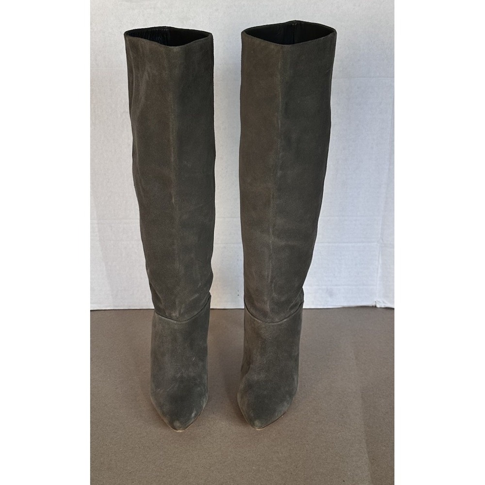 Joie Stop & Stare Suede Knee High High Heel Boots 18" Tall Size 37 .5 - US 6.5 - Picture 2 of 5